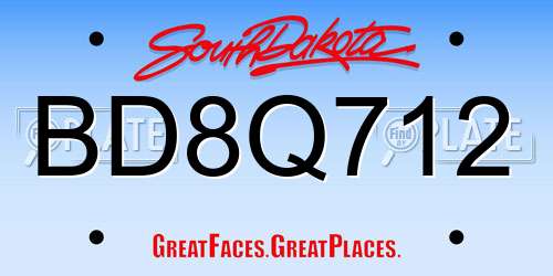 BD8Q712 South Dakota License Plate