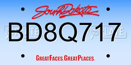 BD8Q717 South Dakota License Plate