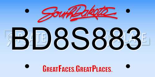 BD8S883 South Dakota License Plate