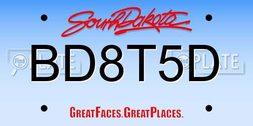 BD8T5D South Dakota License Plate