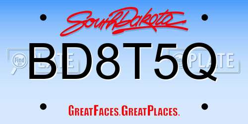 BD8T5Q South Dakota License Plate