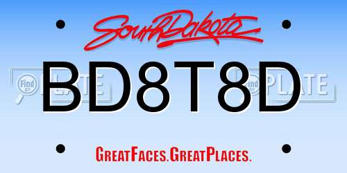 BD8T8D South Dakota License Plate