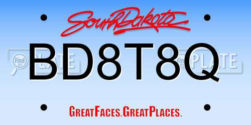 BD8T8Q South Dakota License Plate