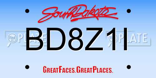 BD8Z1I South Dakota License Plate