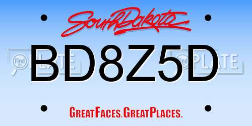 BD8Z5D South Dakota License Plate