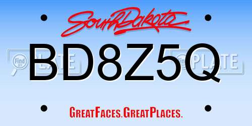 BD8Z5Q South Dakota License Plate