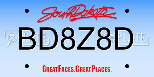 BD8Z8D South Dakota License Plate
