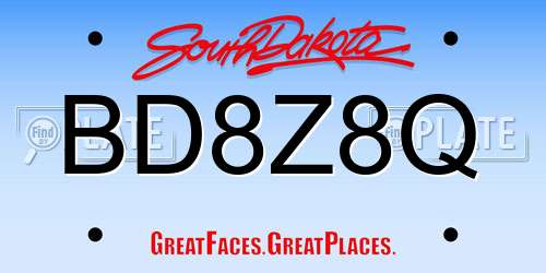 BD8Z8Q South Dakota License Plate