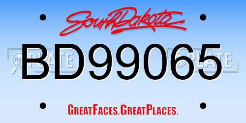 BD99065 South Dakota License Plate