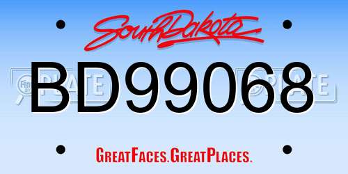BD99068 South Dakota License Plate