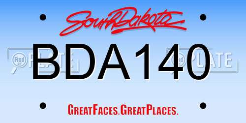 BDA140 South Dakota License Plate