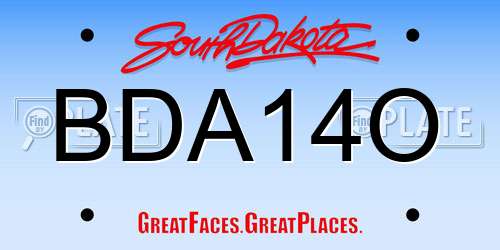 BDA14O South Dakota License Plate
