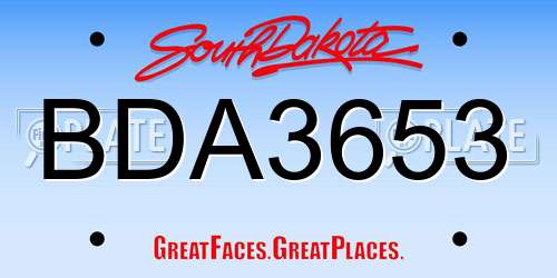 BDA3653 South Dakota License Plate