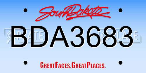BDA3683 South Dakota License Plate