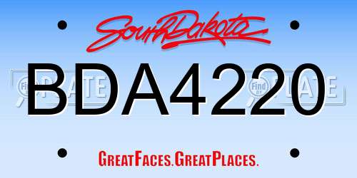 BDA4220 South Dakota License Plate