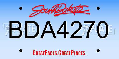 BDA4270 South Dakota License Plate