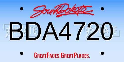 BDA4720 South Dakota License Plate