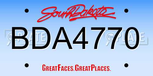 BDA4770 South Dakota License Plate