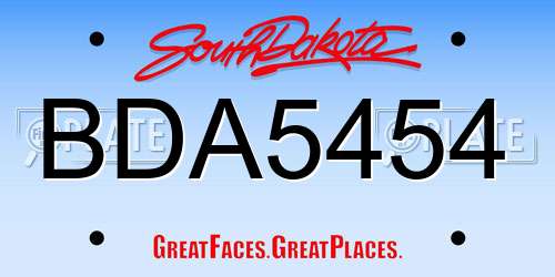 BDA5454 South Dakota License Plate