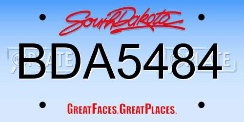 BDA5484 South Dakota License Plate