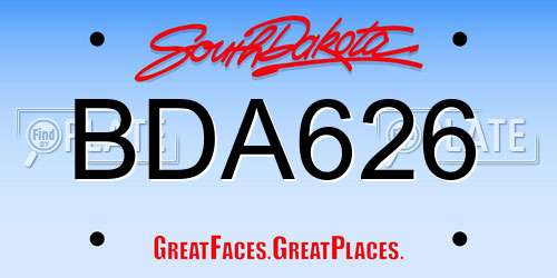 BDA626 South Dakota License Plate