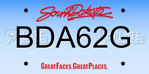 BDA62G South Dakota License Plate