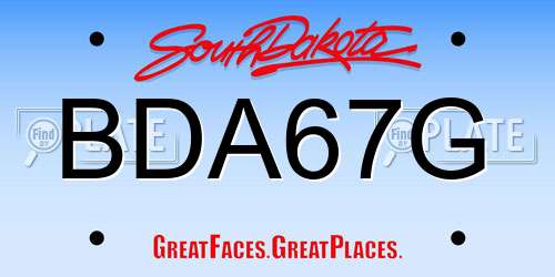 BDA67G South Dakota License Plate
