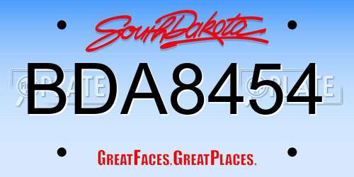 BDA8454 South Dakota License Plate