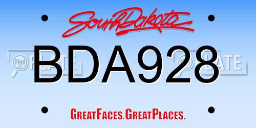 BDA928 South Dakota License Plate