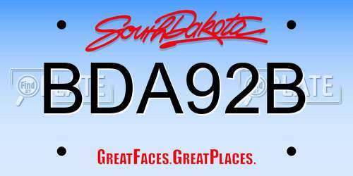 BDA92B South Dakota License Plate
