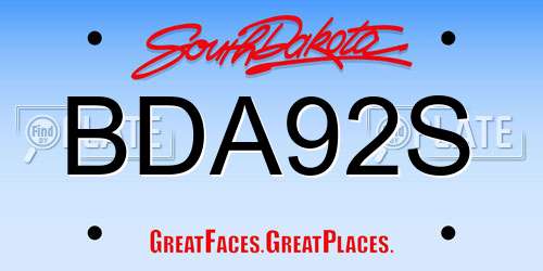 BDA92S South Dakota License Plate