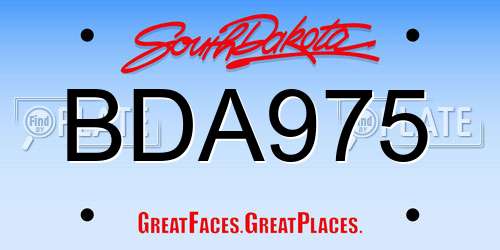 BDA975 South Dakota License Plate