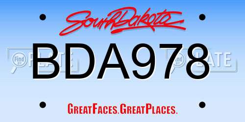 BDA978 South Dakota License Plate