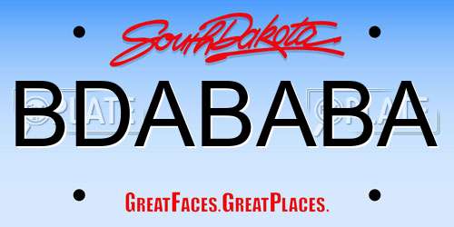 BDABABA South Dakota License Plate
