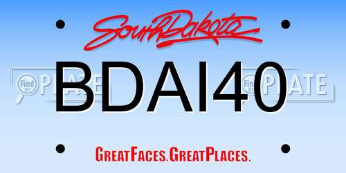 BDAI40 South Dakota License Plate