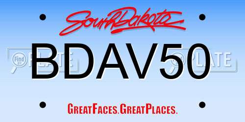 BDAV50 South Dakota License Plate