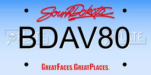 BDAV80 South Dakota License Plate