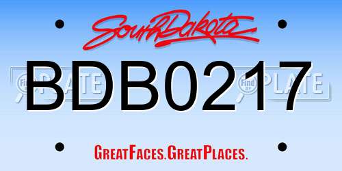 BDB0217 South Dakota License Plate