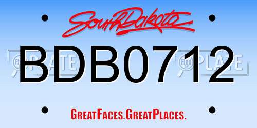 BDB0712 South Dakota License Plate
