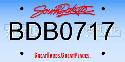 BDB0717 South Dakota License Plate