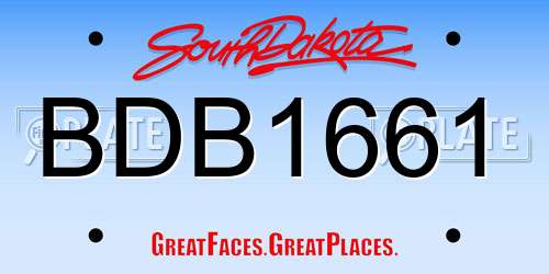 BDB1661 South Dakota License Plate