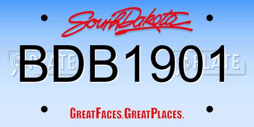 BDB1901 South Dakota License Plate