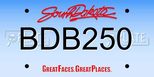 BDB250 South Dakota License Plate
