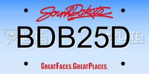 BDB25D South Dakota License Plate