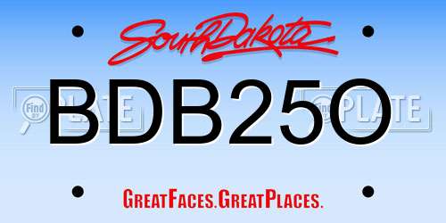 BDB25O South Dakota License Plate