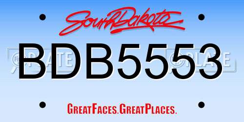 BDB5553 South Dakota License Plate