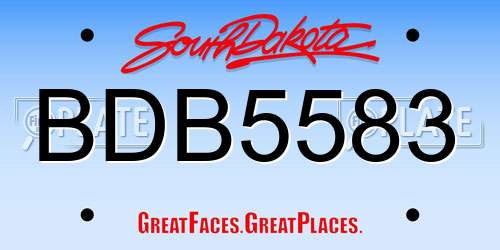 BDB5583 South Dakota License Plate