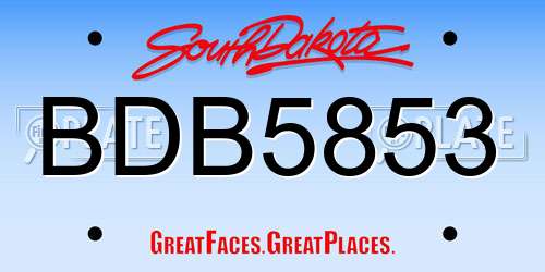 BDB5853 South Dakota License Plate