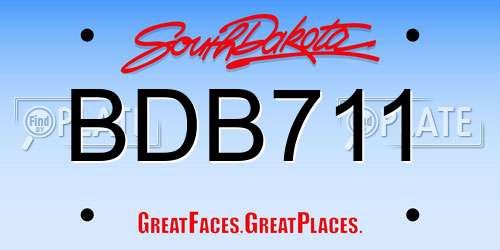 BDB711 South Dakota License Plate