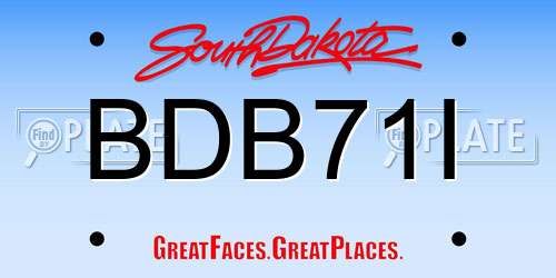 BDB71I South Dakota License Plate